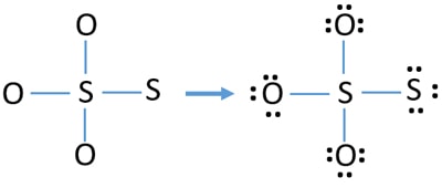mark valence electrons in S2O32- lewis structure